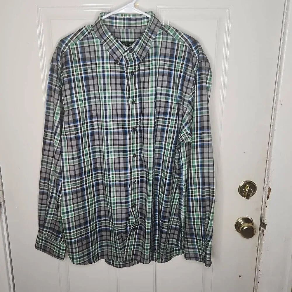 Jos.A.Bank green plaid long sleeve shirt Men's size XL